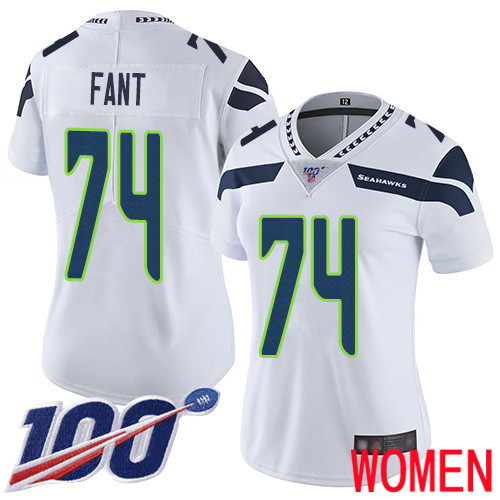 Seattle Seahawks Limited White Women George Fant Road Jersey NFL Football #74 100th Season Vapor Untouchable->seattle seahawks->NFL Jersey